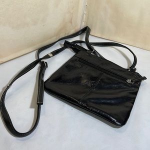 Black Faux Leather Crossbody Shoulder Bag